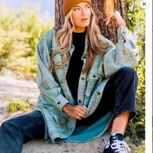 Free People oversized plaid shirt jacket❤️❤️❤️❤️